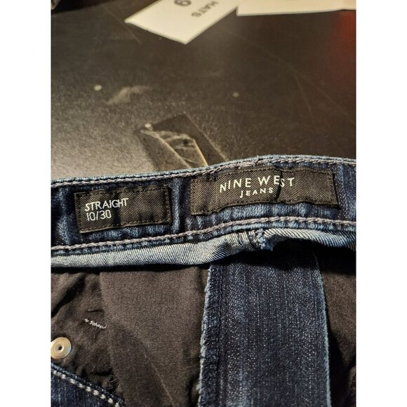 Nine West Straight Leg Jeans 10/30 Dark Wash Embroidered Back Pockets Womens Den - Picture 5 of 5